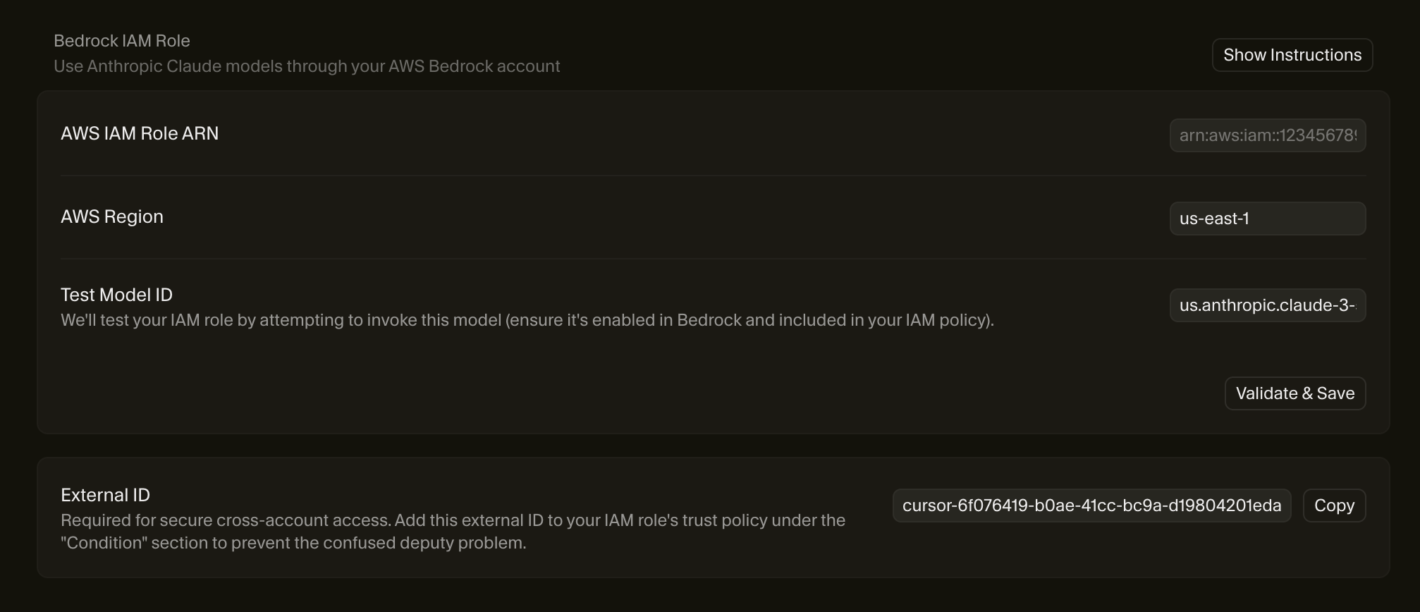 AWS Bedrock settings in Cherri Code